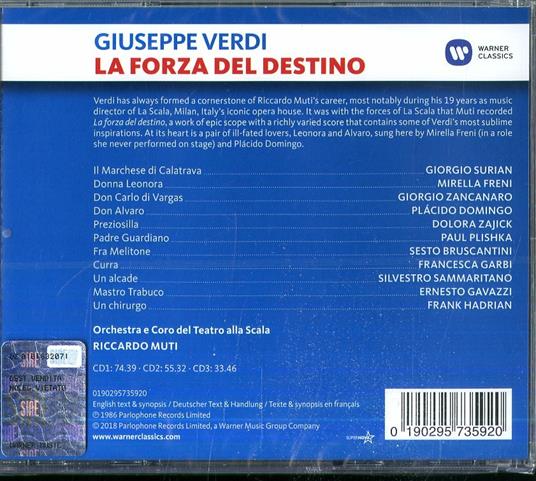 La forza del destino - CD Audio di Placido Domingo,Mirella Freni,Giuseppe Verdi,Riccardo Muti,Orchestra del Teatro alla Scala di Milano - 2