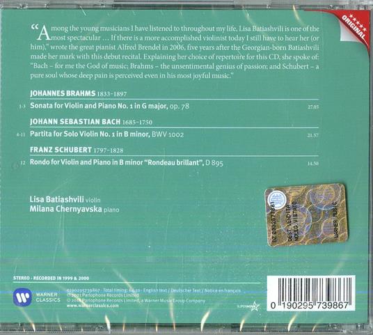 Sonata per violino n.1 / Partita n.2 / Rondo - CD Audio di Johann Sebastian Bach,Johannes Brahms,Franz Schubert,Elisabeth Batiashvili - 2
