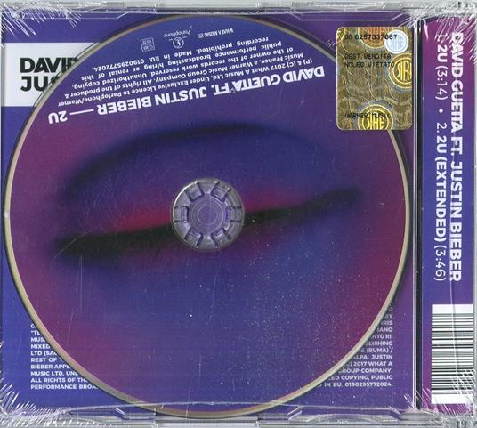 2u (feat. Justin Bieber) - CD Audio Singolo di David Guetta - 2