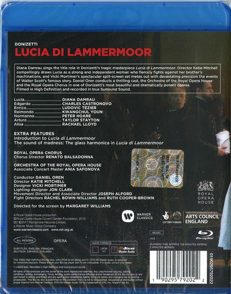 Lucia di Lammermoor (Blu-ray) - Blu-ray di Gaetano Donizetti,Covent Garden Orchestra,Diana Damrau,Daniel Oren - 2