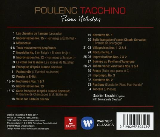 Melodie per pianoforte - CD Audio di Francis Poulenc,Gabriel Tacchino - 2