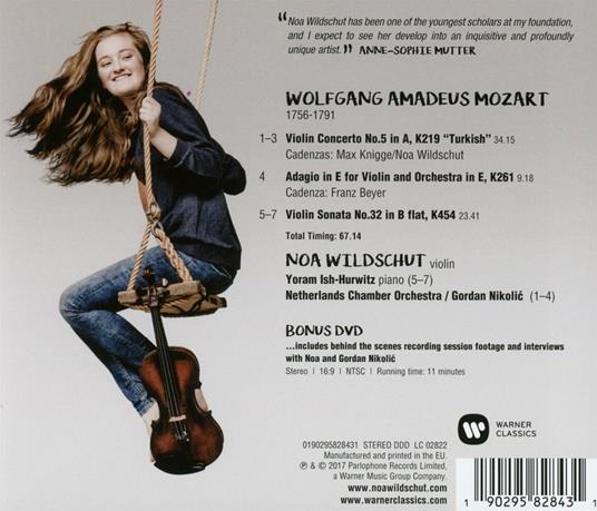 Sonata K454 - Concerto per violino n.5 - Adagio K261 - CD Audio + DVD di Wolfgang Amadeus Mozart,Netherlands Chamber Orchestra,Gordan Nikolic,Noa Wildschut - 2