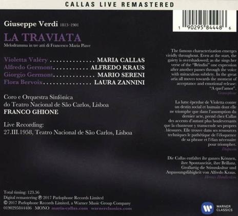 La traviata. Lisbona 27 marzo 1958 (Callas Live Remastered) - CD Audio di Maria Callas,Alfredo Kraus,Mario Sereni,Franco Ghione - 2