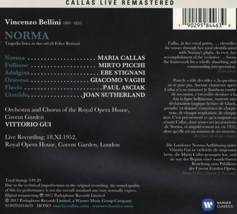 Norma. Londra 18 novembre 1952 (Callas Live Remastered) - CD Audio di Vincenzo Bellini,Maria Callas,Mirto Picchi,Vittorio Gui - 2