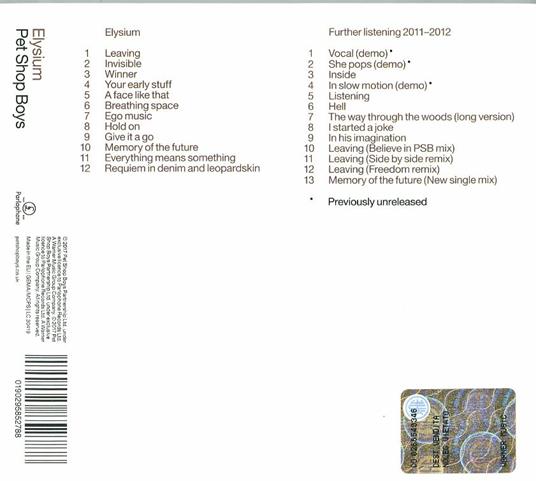 Elysium. Further Listening 2011-2012 - CD Audio di Pet Shop Boys - 2
