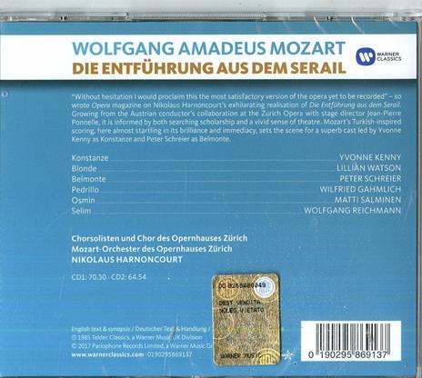 Il ratto dal serraglio (Die Entführung aus dem Serail) - CD Audio di Wolfgang Amadeus Mozart,Nikolaus Harnoncourt,Peter Schreier,Yvonne Kenny - 2