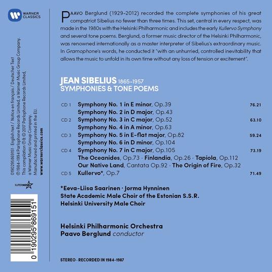 Sinfonie complete - CD Audio di Jean Sibelius,Paavo Berglund,Helsinki Philharmonic Orchestra - 2