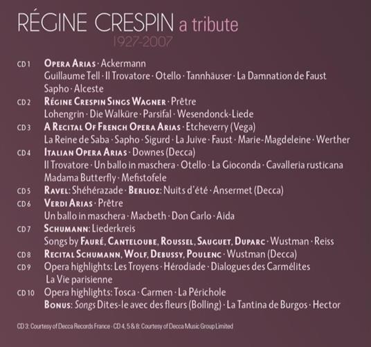 Régine Crespin 1927-2007. A Tribute - CD Audio di Régine Crespin - 2