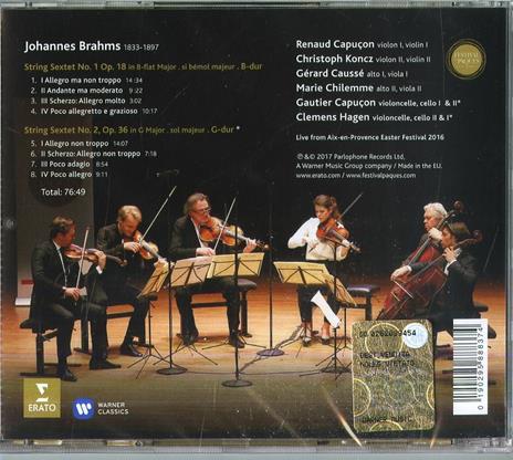 Sestetti (Aix-en-Provence 2016) - CD Audio di Johannes Brahms,Renaud Capuçon,Gautier Capuçon,Clemens Hagen - 2