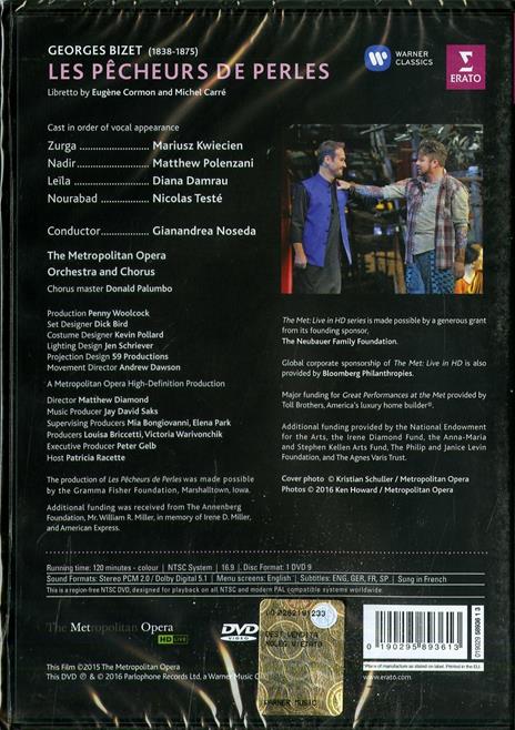 Georges Bizet. Les pêcheurs de perles (DVD) - DVD di Georges Bizet,Diana Damrau,Matthew Polenzani,Gianandrea Noseda - 2