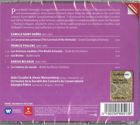 Il Carnevale degli animali (Le Carnaval des animaux) - CD Audio di Camille Saint-Saëns,Georges Prêtre,Aldo Ciccolini,Orchestre de la Société des Concerts du Conservatoire - 2