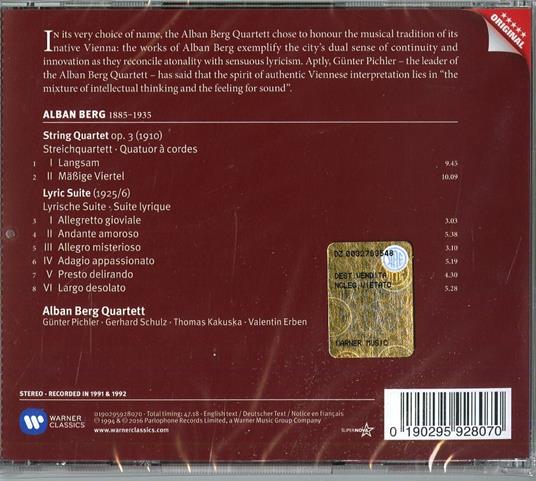 Suite lirica - Quartetti per archi - CD Audio di Alban Berg,Alban Berg Quartett - 2