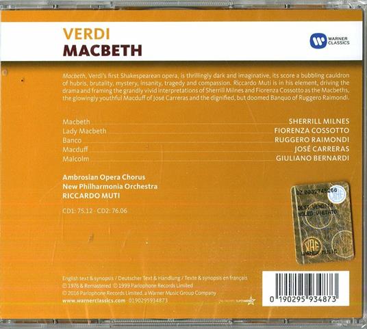 Macbeth - CD Audio di Giuseppe Verdi,José Carreras,Riccardo Muti,Philharmonia Orchestra - 2