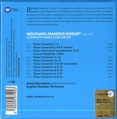 Concerti per pianoforte completi - CD Audio di Wolfgang Amadeus Mozart,English Chamber Orchestra,Daniel Barenboim - 2