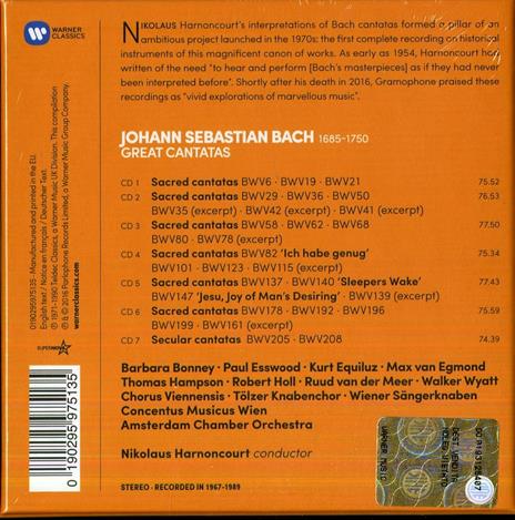 Great Cantatas - CD Audio di Johann Sebastian Bach,Nikolaus Harnoncourt,Concentus Musicus Wien - 2