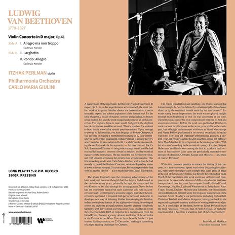 Violin Concerto - Vinile LP di Ludwig van Beethoven,Itzhak Perlman - 2