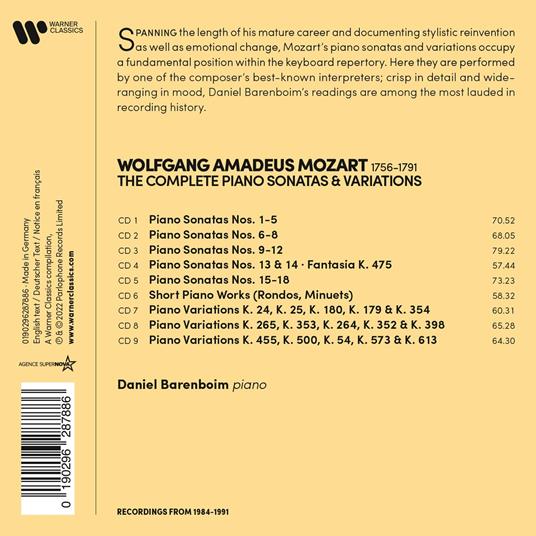 Complete Piano Sonatas - CD Audio di Wolfgang Amadeus Mozart,Daniel Barenboim - 2