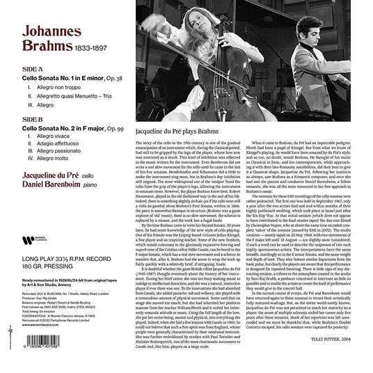 The Cello Sonatas - Vinile LP di Johannes Brahms,Jacqueline du Pré - 2