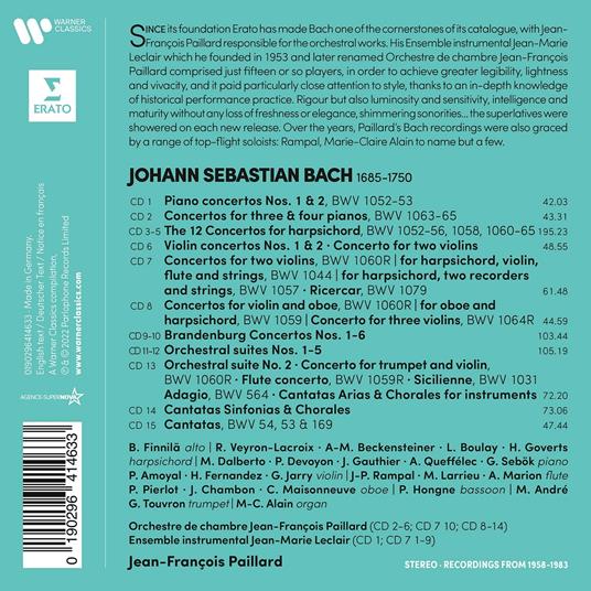 Brandenburg Concertos - Violino Concertos - Orchestral Suites - CD Audio di Johann Sebastian Bach,Jean-François Paillard - 2