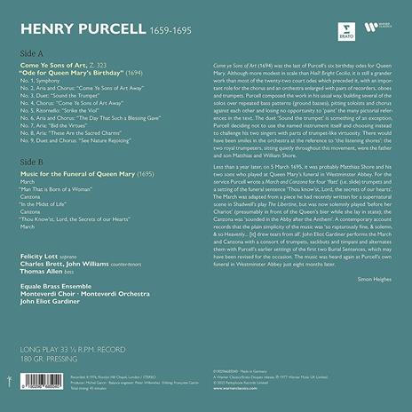 Music for Queen Mary's Birthday - Vinile LP di Henry Purcell,John Eliot Gardiner,Monteverdi Orchestra - 2