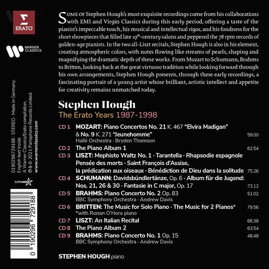 The Erato Recordings 1987-1998 - CD Audio di Stephen Hough - 2