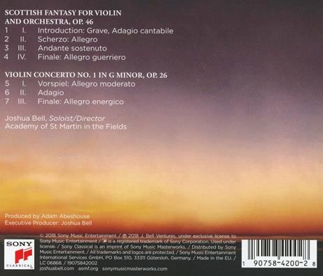 Fantasia scozzese op.46 - Concerto per violino n.1 in Sol - CD Audio di Max Bruch,Joshua Bell,Academy of St. Martin in the Fields - 2