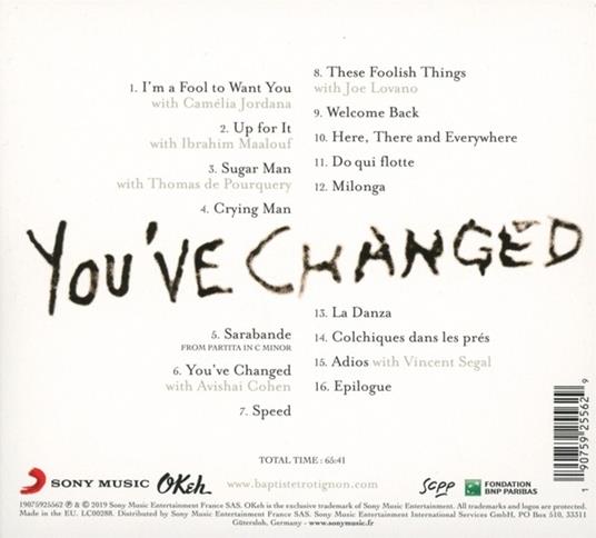 You've Changed - CD Audio di Baptiste Trotignon