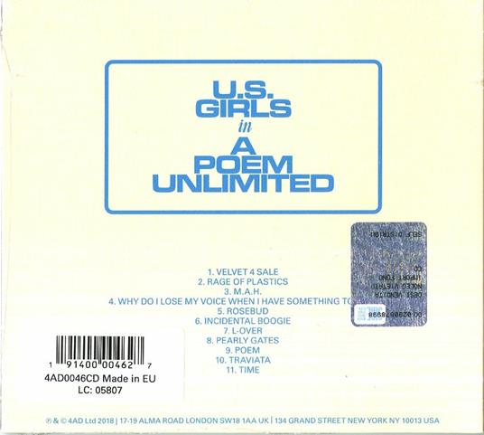 In a Poem Unlimited - CD Audio di US Girls - 2