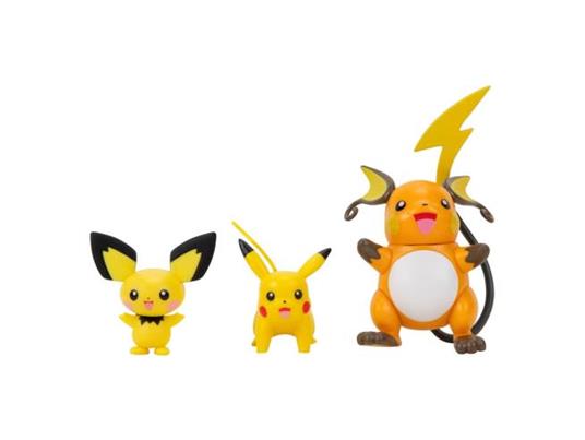 Pokémon Select Action Figures 3-Pack Evolution Pichu, Pikachu, Raichu Jazwares