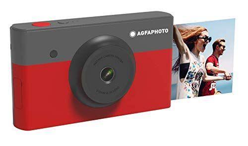 AGFA Foto Realipix Mini S Fotocamera istantanea (foto 5,3 x 8,6 cm 2,1 x 3,4", 10 MP, schermo LCD da 1,7", Bluetooth, batteria al litio, Sublimazione Termica 4 pass), colore: Nero e Rosso