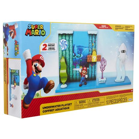 Nintendo super mario playset underwater con personaggo articolato 6 cm