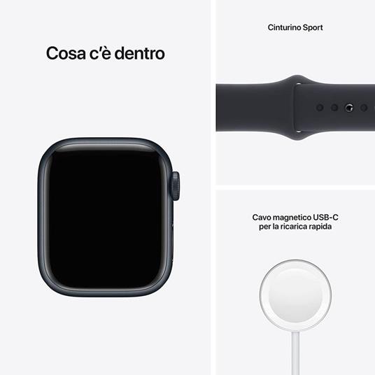 Apple Watch Series 7 (GPS) Cassa 41 mm in alluminio color mezzanotte con  Cinturino Sport color mezzanotte - Regular - Apple - Telefonia e GPS | IBS