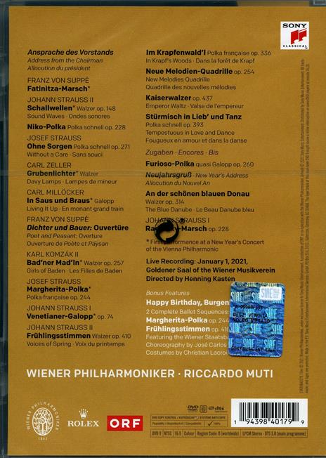 Neujahrskonzert 2021 (New Year's Concert) (DVD) - DVD di Riccardo Muti,Wiener Philharmoniker - 2