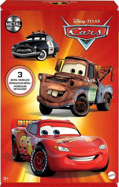 Disney Pixar Cars- Confezione da 3 Veicoli Radiator Springs, con Macchinine Saetta McQueen, Sceriffo e Cricchetto, Giocattolo per Bambini 3+ Anni, HBW14 - 6