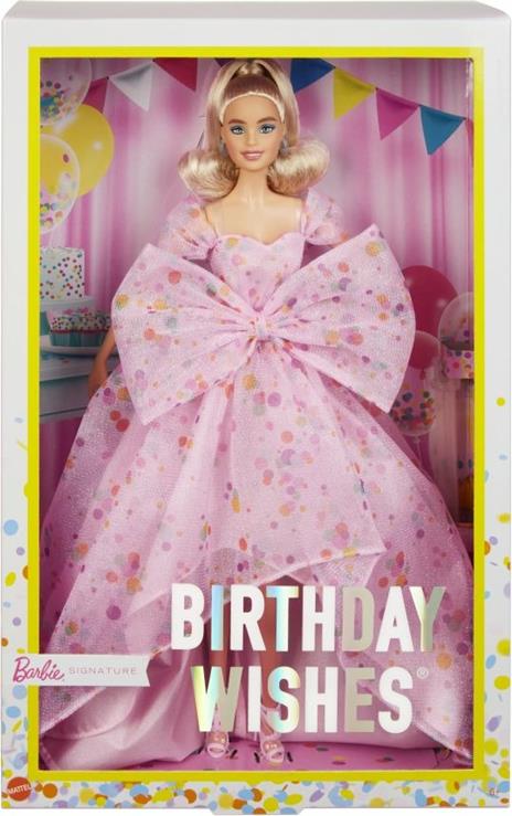 Barbie - Signature Birthday Wishes Buon Compleanno Bambola Bionda con Abito in Tulle e Scarpe Rosa - 8