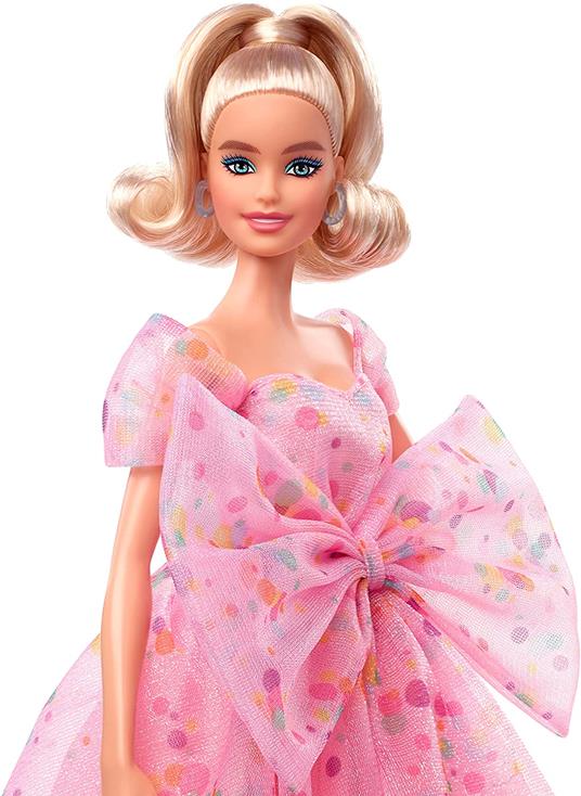 Barbie - Signature Birthday Wishes Buon Compleanno Bambola Bionda con Abito  in Tulle e Scarpe Rosa