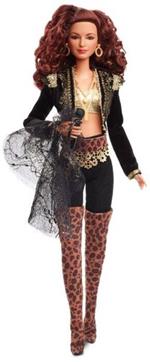 Barbie –  bambola gloria estefan signature doll con abito in oro e nero, include microfono ed accessori, per collezionisti e bambini 6+ anni