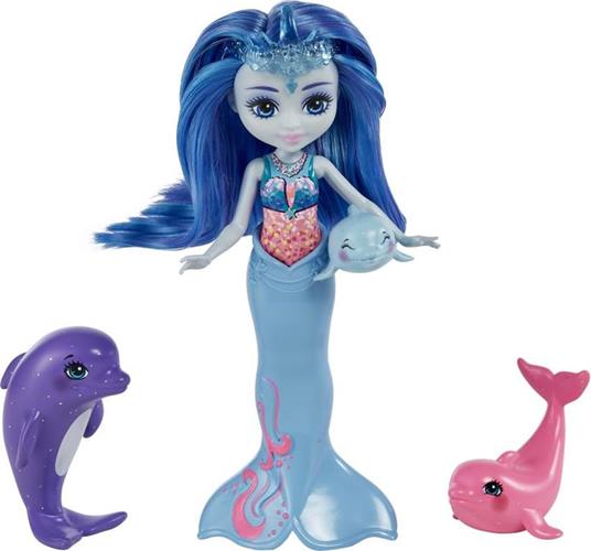 Enchantimals - Ocean Kingdom Playset della Famiglia con Bambola Dorinda il Delfino Blu con Coda Rimovibile, Corona e 3 Amici Delfini, Giocattolo per Bambini 3+ Anni, HCF72 - 3