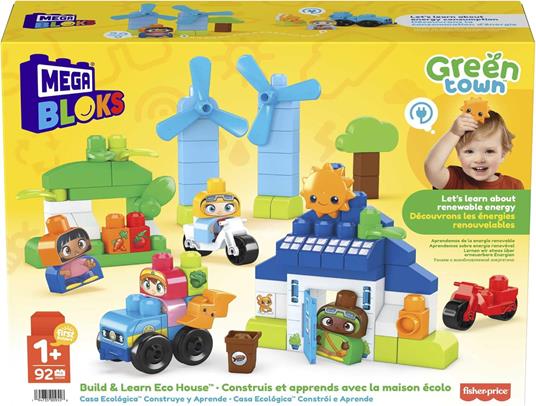 Mega Bloks-Green Town Casetta Eco Amici Bio, Costruisci e Impara con 92 Blocchi da Costruzione - 5