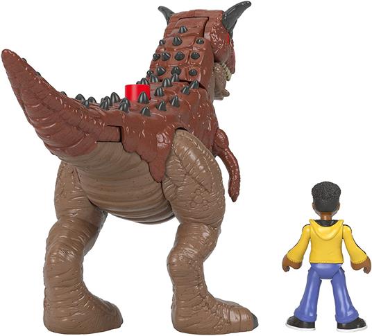 Fisher-Price- Imaginext Jurassic World Set Campo Avventura Personaggi Articolati Carnotauro e Darius - 6