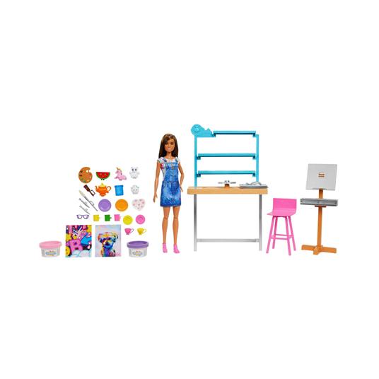 Barbie - Studio d'arte Creatività e Relax, include bambola Barbie con oltre 25 accessori e pasta da modellare - 4