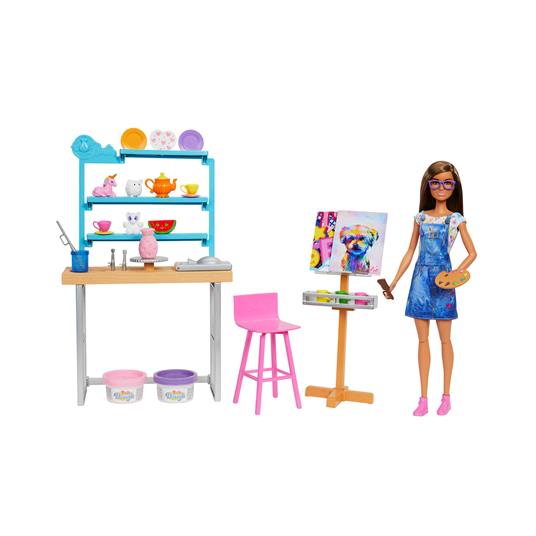 Barbie - Studio d'arte Creatività e Relax, include bambola Barbie con oltre 25 accessori e pasta da modellare - 5