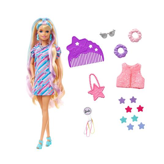 Barbie - Super Chioma Bambola con abito a stelle, capelli fantasia lunghi 21,6cm, abito, 15 accessori alla moda - 3