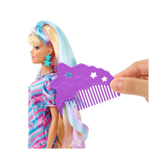 Barbie - Super Chioma Bambola con abito a stelle, capelli fantasia lunghi 21,6cm, abito, 15 accessori alla moda - 8
