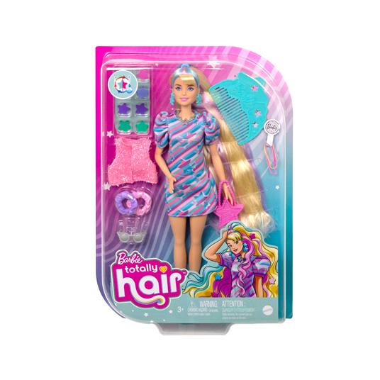 Barbie - Super Chioma Bambola con abito a stelle, capelli fantasia lunghi 21,6cm, abito, 15 accessori alla moda