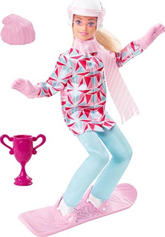 Barbie Sport Invernali Snowboarder - Bambola con Snowboard, Abbigliamento Tecnico e Trofeo