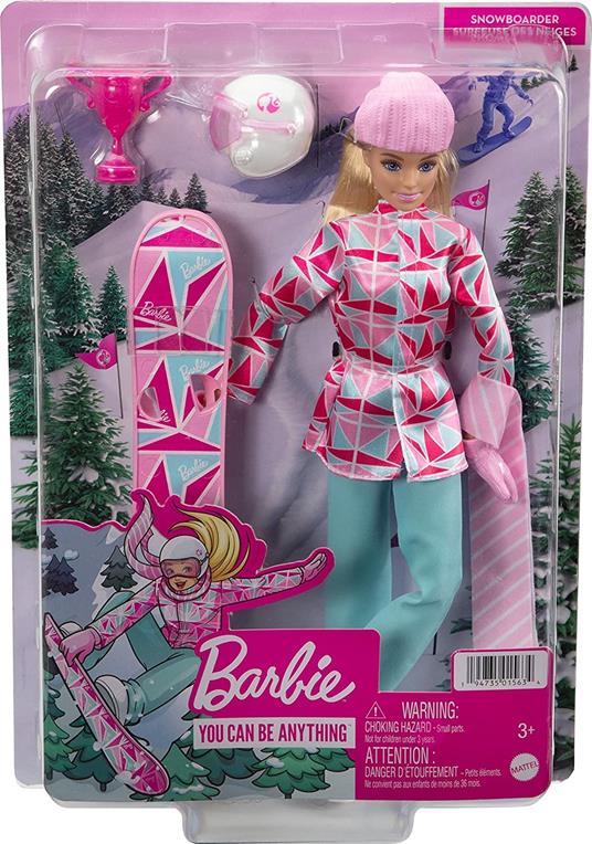 Barbie Sport Invernali Snowboarder - Bambola con Snowboard, Abbigliamento Tecnico e Trofeo - 7