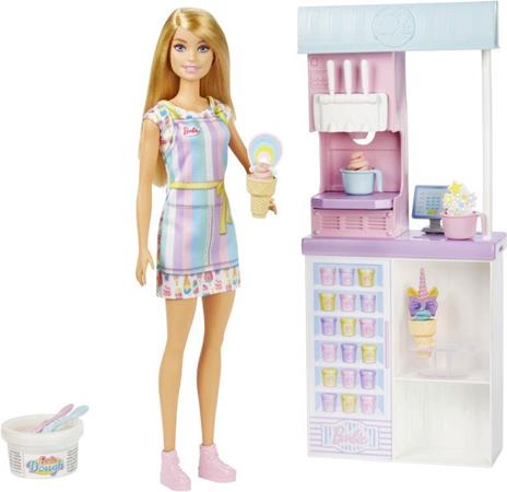 Barbie-Playset Gelateria con Bambola Bionda, Macchina per Fare il Gelato, 2 Barattolini di Pasta Modellabile - 4