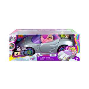 Giocattolo Barbie Extra Cabrio - Bambola con Auto Argentata e Cagnolino - 1 Top e 2 Paia di Scarpe - Piscina per Cuccioli Barbie