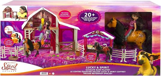 Spirit - Playset Grande Stalla dei Cavalli con Bambola Lucky, Cavallo Spirit con Funzione Cambia Colore, Cavallo Nero e Tanti Accessori, Giocattolo per Bambini 3+ Anni, HDK57 - 6